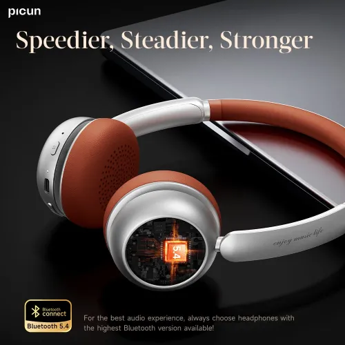 PICUN R2 Retro Headset Wireless bluetooth 5.4 Headphone 40mm Dynamic Driver AAC Audio 100H Playback Adjustable Headband Ergonomics Fashion Portable On-ear Headphones