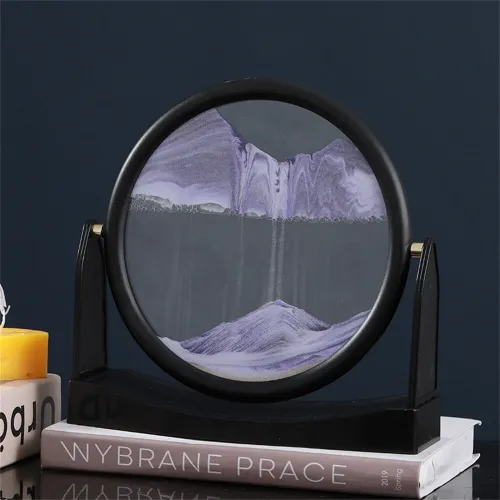 3D Flowing Sand Painting Table Moving Sand Picture High Transparency 360 Rotatable Design Desktop Decor Home Office Sandscape Painting Ornaments