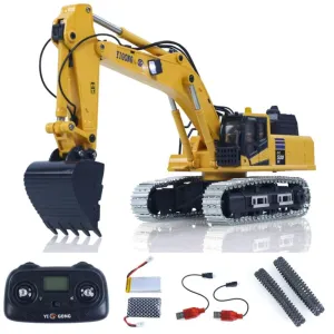 YI GONG 520 1/50 2.4G Full-Channel RC Car Screw Rod Excavator Alloy Bucket Track Simulation Engineering Electric Lifting Remote Control Construction Light Sound Vehicles Models Kids Children Toys