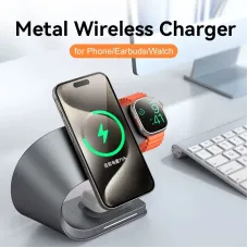 4 in 1 Wireless Magnetic Charger Metal Shell Fast Wireless Charging Station Stand Dock for Smart Phone for iPhone 17 17Pro 16 15 Pro Max for SAMSUNG for XIAOMI for Apple Watch for Airpods
