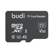 Budi CP580 TF Card Reader with TF Card Appearance Design 8 TF Cards Stroage Slots Support 480Mbps High Transmission Speed Memory Card Reader Case