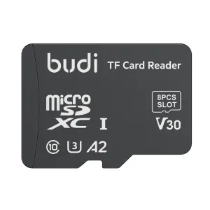 Budi CP580 TF Card Reader with TF Card Appearance Design 8 TF Cards Stroage Slots Support 480Mbps High Transmission Speed Memory Card Reader Case