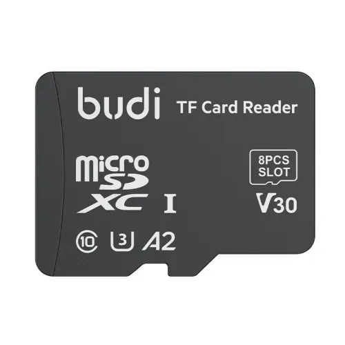 Budi CP580 TF Card Reader with TF Card Appearance Design 8 TF Cards Stroage Slots Support 480Mbps High Transmission Speed Memory Card Reader Case