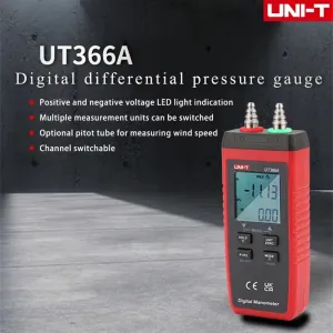 UNI-T UT366A Digital Manometer Pressure Gauge Wind Speed Air Pressure Difference Measurement Compact Energy Saving Multi Unit Display Automatic Shutdown
