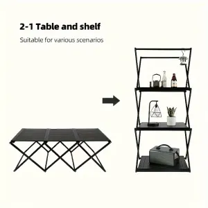 Xmund 2-in-1 Ultra-Light Outdoor Folding Shelves and Tables Camping Portable Multi Layer Shelves Table Picnic Supplies Equipment Storagefor Outdoor Camping, Picnics, BBQs