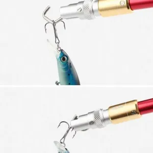 TUNALA Portable Hook Extractor T-Type Aluminum Alloy With Locking Hook Extractor Opening Closing Deep Throat Large Unhooker for Outdoor Saltwater Freshwater Fishing