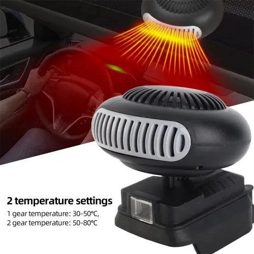 Portable Car Electric Heater Dual USB Port 2 Gear Cold and Warm Wind Defrost Demist