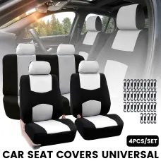4pcs Car Seat Covers Full Set Fits Most Cars Trucks SUVs Grey