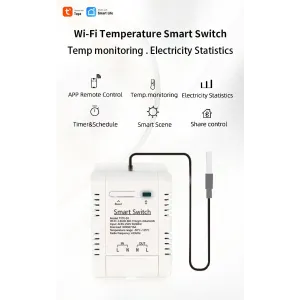 20A Smart WiFi Temperature Humidity Monitoring Switch TYTHE-D1 with Remote Control Real-Time Monitoring Comprehensive Record Keeping AC 85-250V High Current Compatibility Ideal for Smart Home Automation