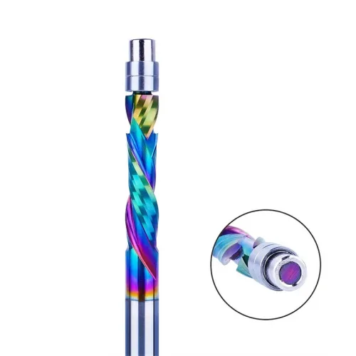 1pc DLC Coating Milling Blade Solid Carbide Bearing Guided Trim Bit 2 Flutes Spiral Flush Trim 8MM Shank Woodworking End Mill