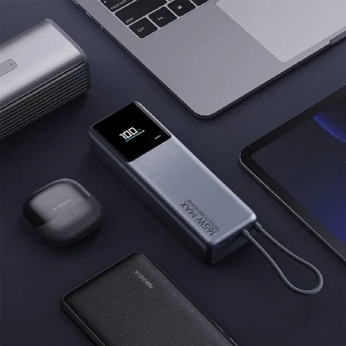 Xiaomi PB1165MI 165W 36Wh 10000mAh Power Bank Integrated USB-C Cable LED Display External Battery Power Supply with 2 Inputs & 2 Outputs Support PD2.0/3.0 QC2.0/3.0 PPS BC1.2 Apple2.4 Fast Charging for iPhone 17 16 Pro 15 14 13 Pro Max for Huawei Mate