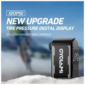 CYCLAMA2Mini Smart Electric Bike Pump 120 PSDigital Display Auto-Stop 500mAh Battery Type-Fast Charging Lightweight Portable for Presta Schrader Valves MTB Road Cycling