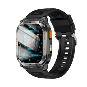 QX18 2.01-inch HD Screen GPS Compass 630mAh Battery LED Flashlight Voice Assistant bluetooth Call Heart Rate Blood Oxygen Monitor Sleep Monitoring Breathing Exercise Multi-sport Modes IP68 Waterproof Smart Watch