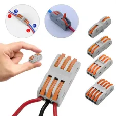5 Pcs Mini Quick Wire Cable Connectors Universal Compact Conductor Splice Cable Push-in Terminal Block SPL1-4 Efficient Wiring Solution Reusable for Soft and Hard Wires