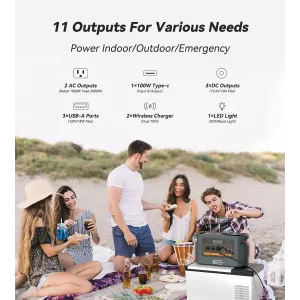 UDirect FlashFish QE02UP1200W 1008Wh Portable Power Station LiFePO4 Lithium Battery Support in Solar Panels Backup Power Home Energy Storage Outdoor Camping Power Generator