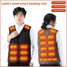 TENGOO 22 Zones Intelligent Heated Vest USB/DCharging Fleece Lined Winter Warm Electric Heating Sleeveless Jacket Thermal Outdoor Adjustable Temperature Control