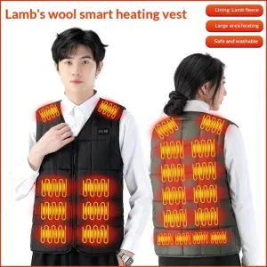 TENGOO 22 Zones Intelligent Heated Vest USB/DCharging Fleece Lined Winter Warm Electric Heating Sleeveless Jacket Thermal Outdoor Adjustable Temperature Control