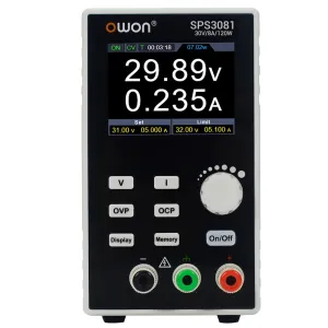 2024NEW OWON SPS Programmable DC power supply SPS6051 SPS3081 Fanless Low Noise 60V/30V 5A/8A 1CH 2.8 Inch LCD USB