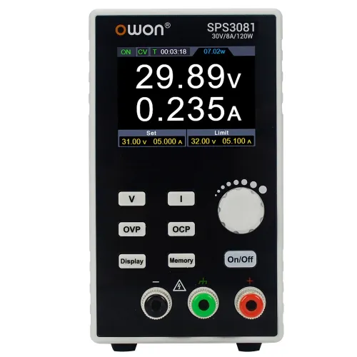 2024NEW OWON SPS Programmable DC power supply SPS6051 SPS3081 Fanless Low Noise 60V/30V 5A/8A 1CH 2.8 Inch LCD USB