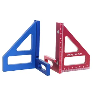 Aluminum Alloy Woodworking Square Protractor Miter Triangle Ruler Right Angle Ruler Drawing Line Ruler Measuring Tool for Carpentry