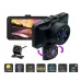 1080P 3 Channel Car Dash Cam 3-inch  IPS Screen Three Lens Car 170 HD Record Front/Interior/Rear View Camera with Free 64G TF Card Night Vision Parking Monior