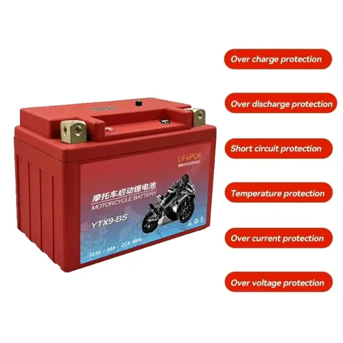 Gaiaray YTX9-BS /  YTX9A-BS 9Ah 12.8V LiFePO4 Motorcycle Battery Scooter Starter 400A Built in BMS Lithium Battery Voltage Protection