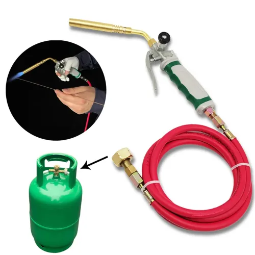 Liquefied Gas Welding Gun Double Switch Germany Style Soldering Torch Refrigeration Oxygen-Free Torches with 1.6m Rubber Hose