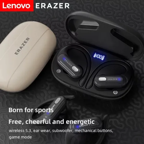LENOVO ERAZER XT60Pro TWS Earbuds bluetooth 5.4 Earphone 10mm Lagre Dynamic AAC Audio DNS Call Noise Cancelling Digital Display 24H Playback Dual Mode Low Game Latency Earhooks Headphones