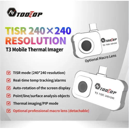 AV TOOLTOP T3 Thermal Imaging Camera 96x96 Resolution -20C to 550C Compact Portable Android Compatible Professional Temperature Measurement