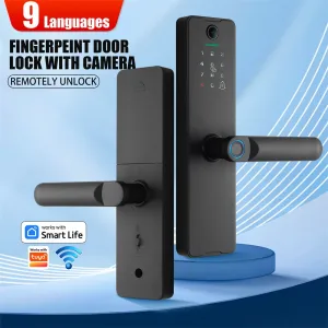 WF-X8 Smart Lock Fingerprint Password Card Key Unlock Tuya WiFi 9 Languages Keyless Entry Digital Door Lock