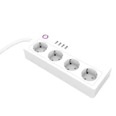 XS-A26 16A Smart WiFi Power Strip with 4 EU Outlets Plug and 4 USB Charging Port Timing Function App Voice Control Work with Alexa Google Home Assistant