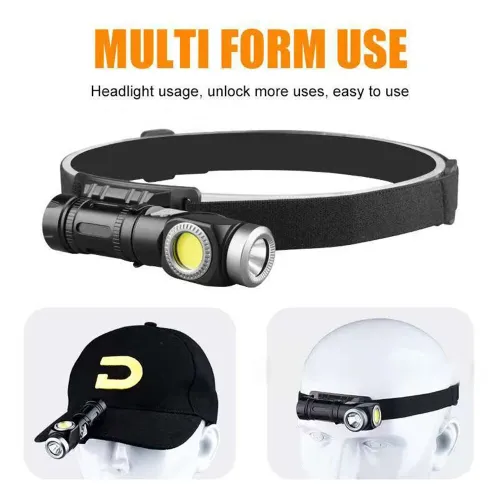 2 In 1 L-shape Flashlight LEHeadlamp USB Rechargeable Bright Magnet Strong Mini Torch 90-Degree Adjustable Multi-Functional Outdoor Adventure Tool Compact Clip Light Waterproof Hiking Gear