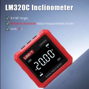 UNI-T LM320C Digital Inclinometer Magnetic Angle Meter 360 Measurement 0.2 Accuracy LCD Display Absolute and Relative Measurement Portable Leveling Tool