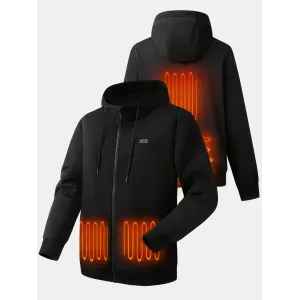 Auxo 4-Zone Men Heated Hoodie with 20000mAh D& USB Power Bank, YKK Zip Up Fleece, Premium Carbon Hooded Sweatshirt Up to 20 Hours Warmth