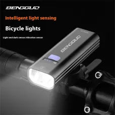 BENGGUO 400/600/800LM Smart Light Vibration Sensing Bicycle Headlight Aluminum Alloy Waterproof Type-Charging Bike Front Light for Outdoor MTB Cycling