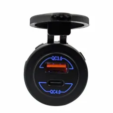 12-24V QC3.0 QC4.0 Dual USB Car Charger Socket Type C Quick Charge Waterproof for RV Yachts Motorcycles