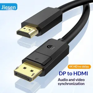 Jasoz A121 DP0 to HDMI0 Cable 4K 30Hz Gold-Plated Connector Shielded Design Audio Video Sync Texas Instruments Chip Multiple Modes Support