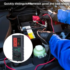 Car Relay Tester 12V/24V Car Circuit Tester with LED Screen 4pin/5pin Car Relay Tool Jit with Large Capacity Battery