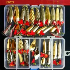 ZANLURHot Brilliant Metal Jig Spoon Fishing Lure Set 35pcs Wobblers Kit Pike Spoon Bait Fishing Tackle for Lake River Sea