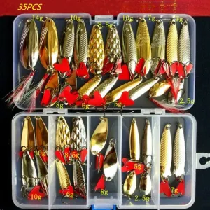 ZANLURHot Brilliant Metal Jig Spoon Fishing Lure Set 35pcs Wobblers Kit Pike Spoon Bait Fishing Tackle for Lake River Sea