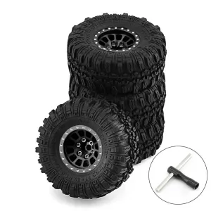 4pcs 1.0 inch Climbing Car Aluminum Alloy Hub Wasteland Wheel Tires for 1/18 TRX4M SCX24 FMS FCX18 FCX24 Furitek FX118 RC Car Parts
