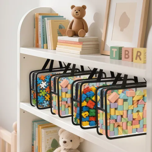 Clear Black Toy Storage Bags 4-Pack Large Size x2 Extra Large Size x2 Large Size x4 Extra Large Size x4