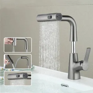 Pull Out Basin Faucet 360 Rotatable 304 Stainless Steel Kitchen Sink Mixer Tap with Pull Out Sprayer Hot And Cold Dual Control