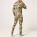 TENGOO Men's Camouflage Thermal Underwear Set,Long Sleeve Top Pant Sports Warm Suit, Crew Neck, High Stretch Knit Fabric, Outdoor Hiking Base Layer Skinny Fit