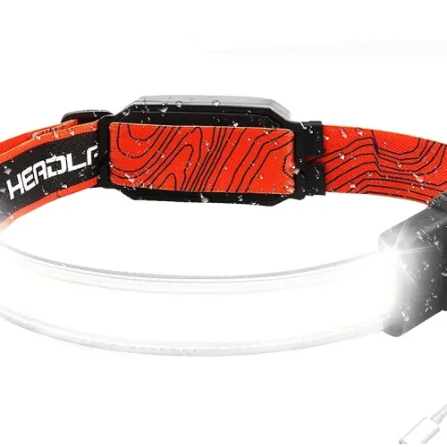 COB LEHeadlight with Red Strobe Warning USB Rechargeable Headlight Red Light Floodlight Perfect for Riding and Working Head Lamp