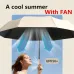 Fully Automatic Folding Umbrella with Fan USB Charge Cool Ultra-light Parasol Black Coating UPF50+ Sun-resistant Umbrellas