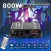AirAux AK380 Wireless Amplifier 800W MAX Output 2.0 Channel Hi-Fi Class D bluetooth V5.0  Remote Control FM Antenna Integrated Mini Power Amplifier for Car Home Bar Party