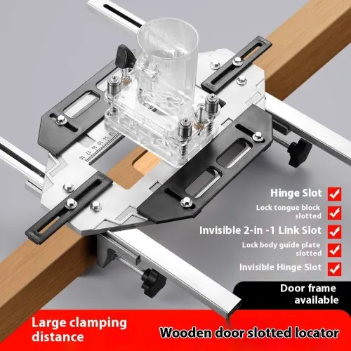 Aluminum Alloy Door Hinge Jig Guide Woodworking Hole Opener Door Slotting Locator Door Lock Jig for Door Lock Installation
