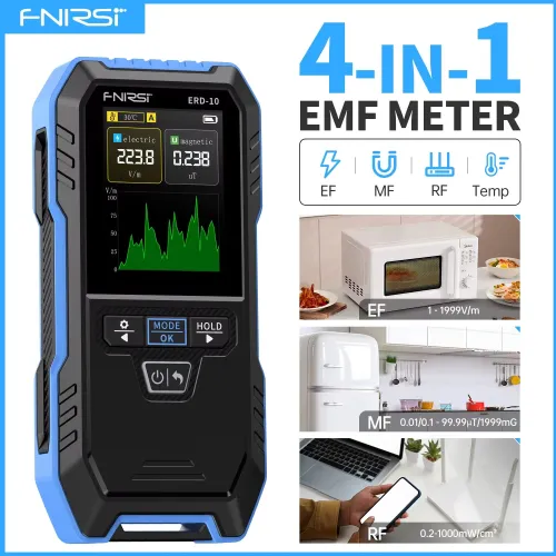 FNIRSI ERD-10 Electromagnetic Radiation Tester Electric Magnetic RF Radiation Meter High Accuracy Portable EMF Meter Color Screen Temperature Monitoring