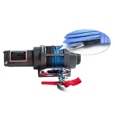 4500lbs 12V Electric Winch Pulling Capacity Nylon Rope Wireless Remote Control Rotatable Clutch High Torque Permanent Magnet Motor Heavy Duty Winch for ATV UTV Small Trailers